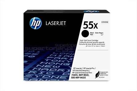 Oryginalny toner do drukarki HP LaserJet P3015 P3015d P3015dn P3015x, HP LaserJet Enterprise flow M525c 500 MFP M525dn MFP M525f , HP LaserJet Pro MFP M521dn M521dw (CE255X, HP 55X) 12500 stron.