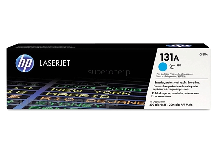 Oryginalny toner HP 131A CF211A do drukarek HP Color LaserJet Pro 200 M251 M251n M251nw, HP Color LaserJet Pro 200 MFP M276 M276n M276nw Błękitny / Cyan (CF 211A, 131A) 1800 stron.