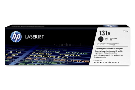 Oryginalny toner HP 131A CF210A do drukarek HP Color LaserJet Pro 200 M251 M251n M251nw, HP Color LaserJet Pro 200 MFP M276 M276n M276nw Czarny / Black (CF 210A, 131A) 1600 stron.