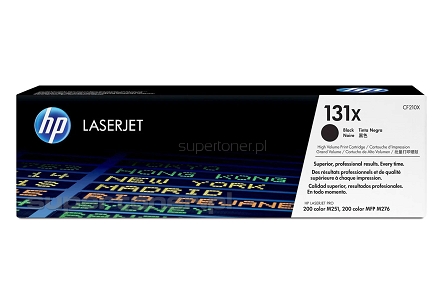 Oryginalny toner HP 131X CF210X do drukarek HP Color LaserJet Pro 200 M251 M251n M251nw, HP Color LaserJet Pro 200 MFP M276 M276n M276nw Czarny / Black (CF 210X, 131X) 2400 stron.