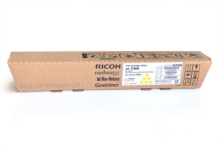 Oryginalny toner do drukarki Ricoh MP C306, Ricoh MP C306ZSP, Ricoh MP C306ZSPF,  Ricoh MP C307, Ricoh MP C307SP, Ricoh MP C307SPF, Ricoh MP C406, Ricoh MP C406ZSPF, Ricoh MP C407, Ricoh MP C407SPF Żółty / Yellow (842098) wydajność 6000 stron. 