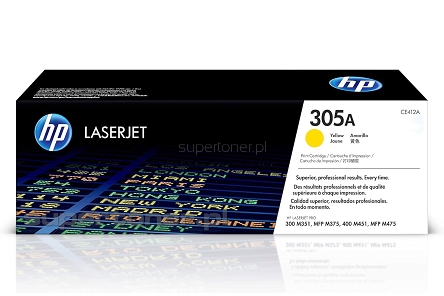 Oryginalny toner HP 305A CE412A do drukarek: HP Color LaserJet Pro 300 M351, HP Color LaserJet Pro 300 M351a (CE955A), HP LaserJet Pro 300 Color MFP M375, HP LaserJet Pro 300 Color MFP M375nw, HP LaserJet Pro 400 Color M451, HP LaserJet Pro 400 Color M451dn (CE957A), HP LaserJet Pro 400 Color M451dw, HP LaserJet Pro 400 Color M451nw, HP LaserJet Pro 400 color MFP M475, HP Color LaserJet Pro 400 MFP M475dn, HP Color LaserJet Pro 400 MFP M475dw Żółty / Yellow (CE 412A, HP305A) 2600 stron.